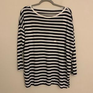 LOFT wide-neck long sleeve T-shirt navy & white stripe NWT size L